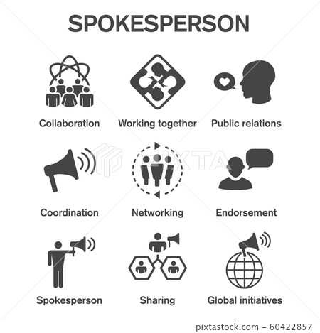 Spokesperson icon set - bullhorn, coordination, 60422857
