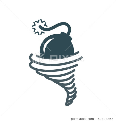 Bomb Cyclone icon with cyclone, tornado, & Bomb Cyclone icon with cyclone, tornado, & 60422862