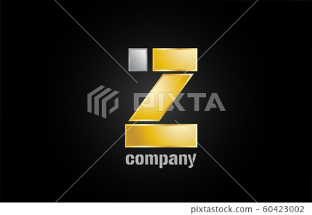 gold silver metal logo z alphabet letter design - Stock Illustration ...