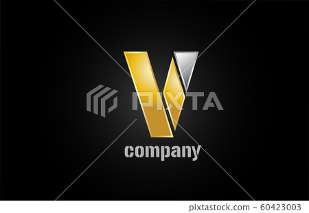 gold silver metal logo v alphabet letter design - Stock Illustration ...