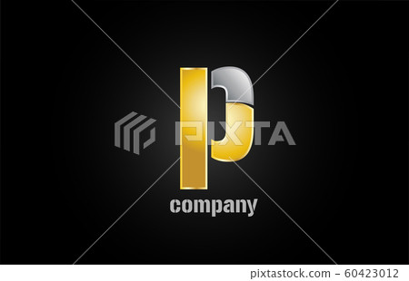 gold silver metal logo p alphabet letter design - Stock Illustration ...