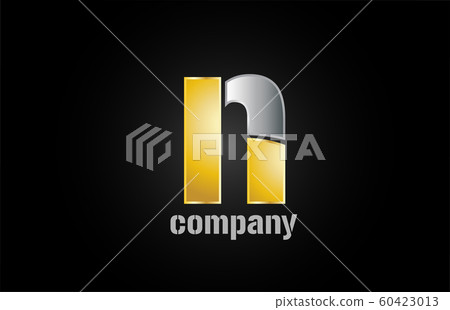 gold silver metal logo n alphabet letter design - Stock Illustration ...