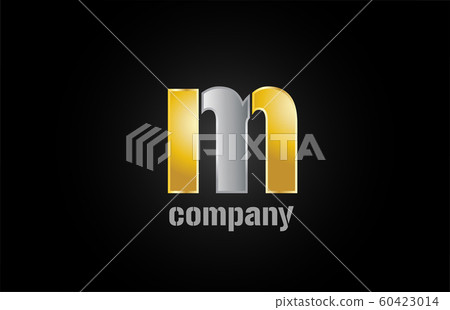gold silver metal logo m alphabet letter design - Stock Illustration ...