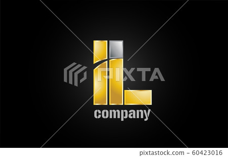 gold silver metal logo l alphabet letter design - Stock Illustration ...
