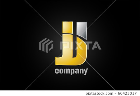 gold silver metal logo j alphabet letter design - Stock Illustration ...