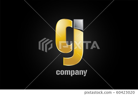 gold silver metal logo g alphabet letter design - Stock Illustration ...