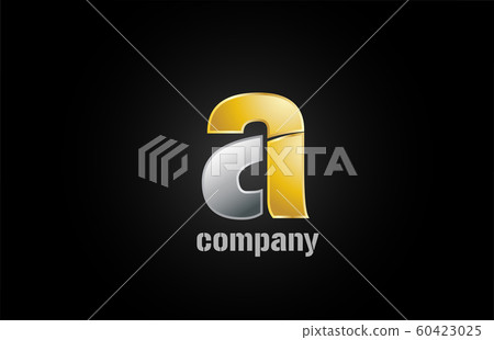 gold silver metal logo a alphabet letter design - Stock Illustration ...