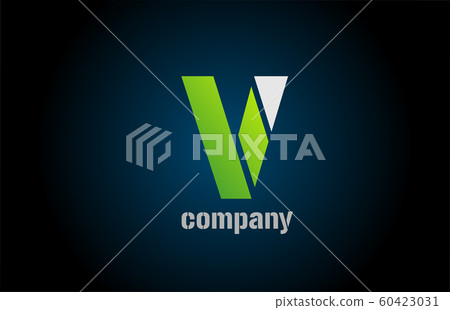 blue green white logo v alphabet letter design - Stock Illustration ...