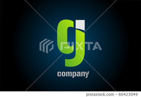 Blue Green White Logo G Alphabet Letter Design Stock Illustration
