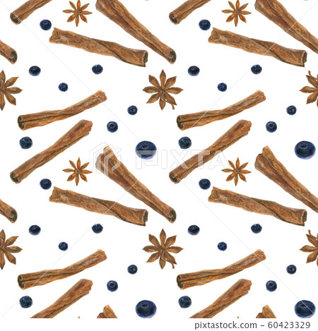 Christmas hot drink spices watercolor seamless 60423329