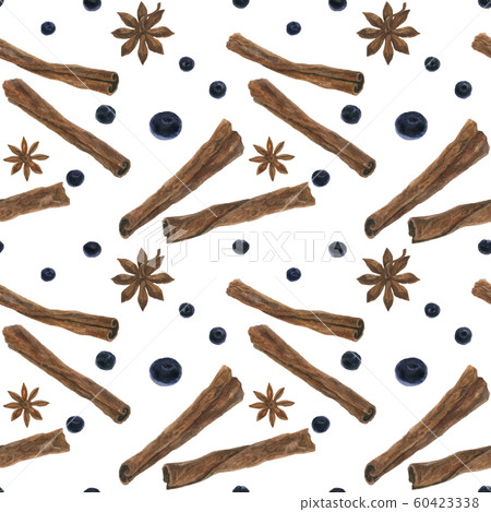 Christmas hot wine spices watercolor seamless Christmas hot wine spices watercolor seamless 60423338
