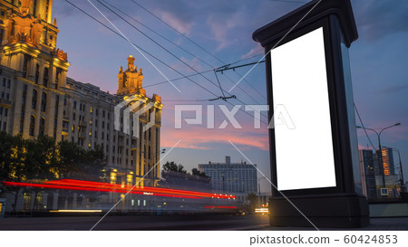Blank vertical advertising white billboard poster or pillar - mock up image 60424853