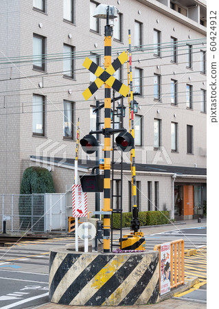 Railroad crossing alarm that protects car collision with concrete 60424912