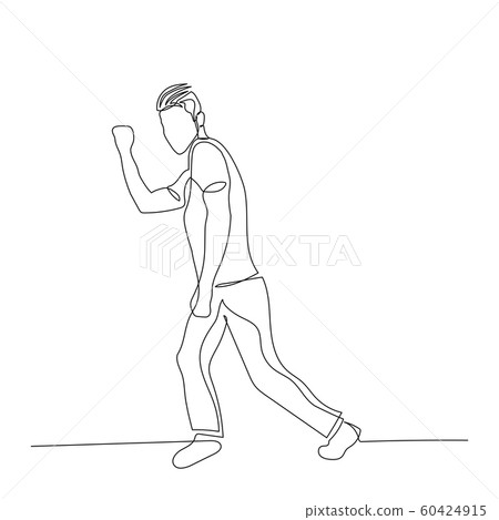 Continuous one line dancing man with fashion hairstyle in creative dance pose. Vector . 60424915
