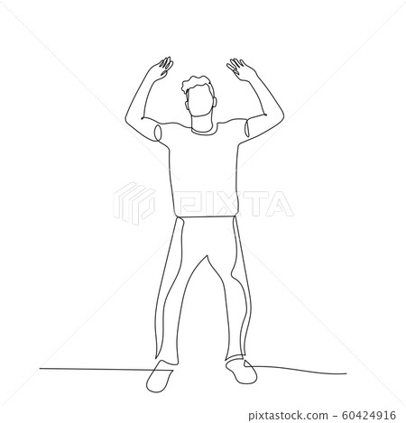 Continuous one line dancing man relaxes. Vector . 60424916