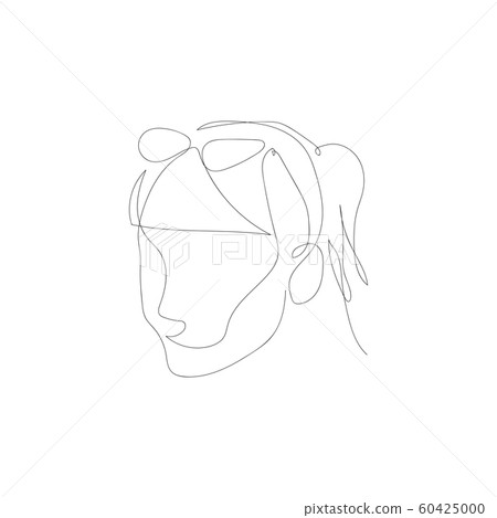 Continuous one line woman with glasses. Vector illustration. Continuous one line woman with glasses. Vector illustration. 60425000