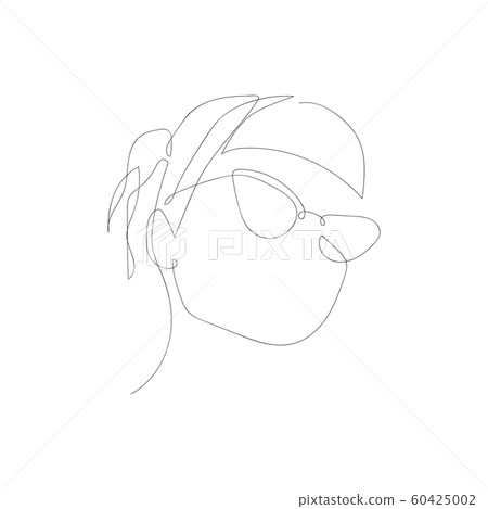 Continuous one line abstract woman with glasses and ponytail. Vector illustration. 60425002