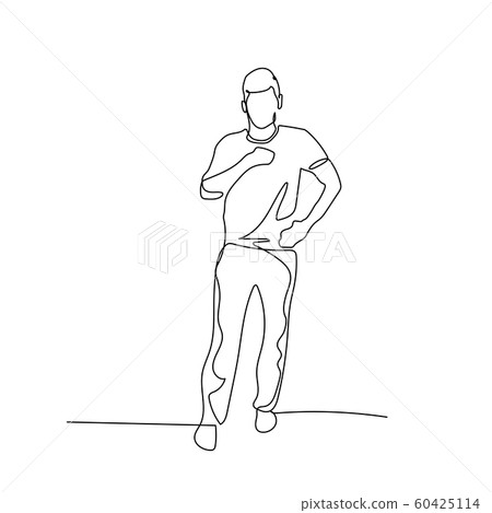 Continuous one line man stand and explain.... - Stock Illustration ...