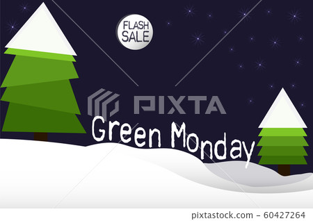 Green monday sale pine tree, snow on night sky background Green monday sale pine tree, snow on night sky background 60427264