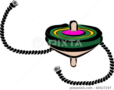 A string for turning colorful spinning tops, which is one of the traditional Japanese toys A string for turning colorful spinning tops, which is one of the traditional Japanese toys 60427297