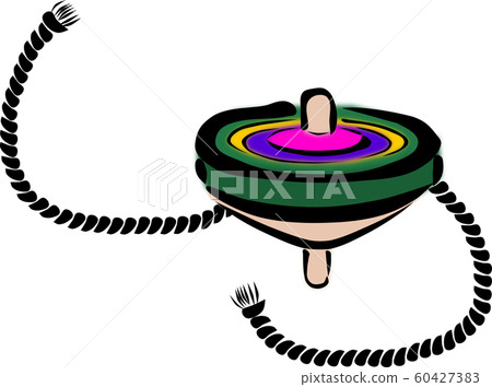 A string for turning colorful spinning tops, which is one of the traditional Japanese toys A string for turning colorful spinning tops, which is one of the traditional Japanese toys 60427383