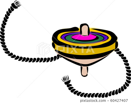 A string for turning colorful spinning tops, which is one of the traditional Japanese toys A string for turning colorful spinning tops, which is one of the traditional Japanese toys 60427407