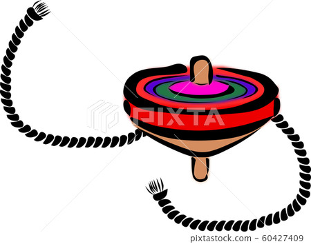 A string for turning colorful spinning tops, which is one of the traditional Japanese toys A string for turning colorful spinning tops, which is one of the traditional Japanese toys 60427409