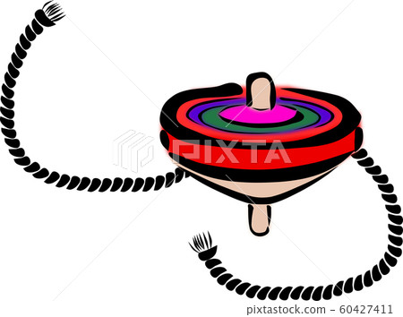 A string for turning colorful spinning tops, which is one of the traditional Japanese toys A string for turning colorful spinning tops, which is one of the traditional Japanese toys 60427411