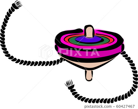 A string for turning colorful spinning tops, which is one of the traditional Japanese toys A string for turning colorful spinning tops, which is one of the traditional Japanese toys 60427467