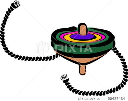 A string for turning colorful spinning tops, which is one of the traditional Japanese toys A string for turning colorful spinning tops, which is one of the traditional Japanese toys 60427484