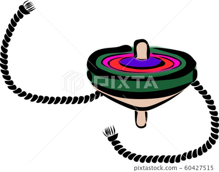 A string for turning colorful spinning tops, which is one of the traditional Japanese toys A string for turning colorful spinning tops, which is one of the traditional Japanese toys 60427515