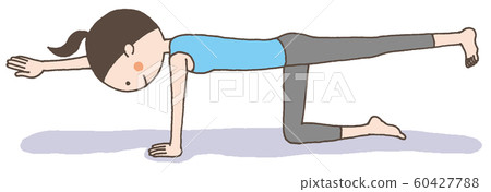 Woman doing yoga in Viagara Asana (tiger pose) 60427788