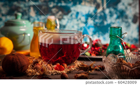 Red Hot Hibiscus tea in a glass mug Red Hot Hibiscus tea in a glass mug 60428009