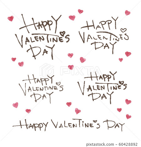 Valentine's Day handwritten English letters and watercolor heart graphic material 60428892