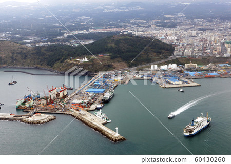 濟州島港口。海洋，港口，航拍 60430260