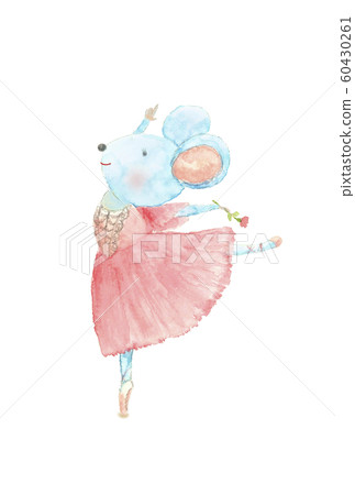 可愛的老鼠芭蕾水彩老鼠新年賀卡材料新年賀卡兒童生肖 60430261