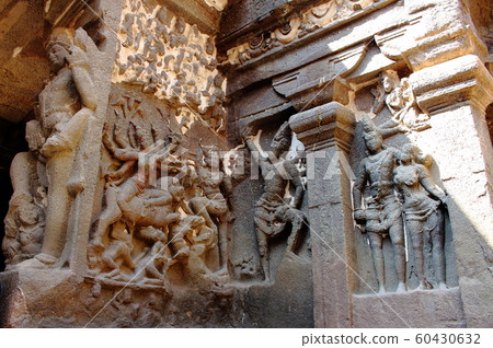 Indian Journey 1912: Two people in love; Impressive Ellora Caves Temple 1912 60430632