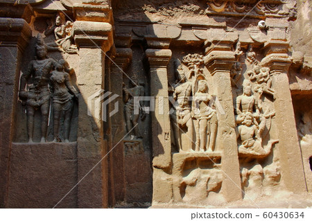 Indian Journey 1912: Two people in love; Impressive Ellora Caves Temple 1912 60430634