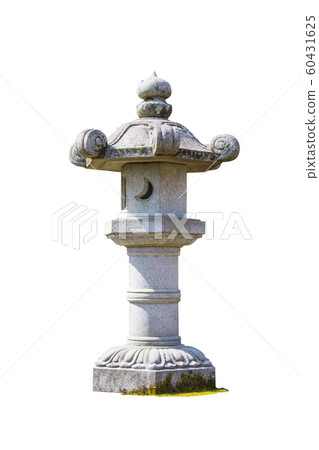 Stone lantern in Japanese botanical zen isolated on white background. Stone lantern in Japanese botanical zen isolated on white background. 60431625