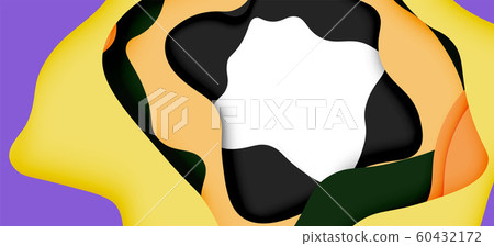 Vector decorative background. Abstract web template with cut out 3d paper abstract waves on light background for decoration design. 60432172