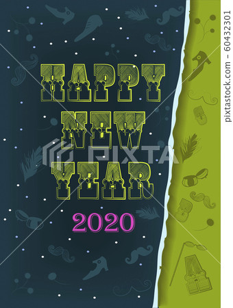 Happy New Year 2020. Retro font 60432301