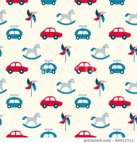 Vector seamless pattern with kids toys Childhood - Stock Illustration ...