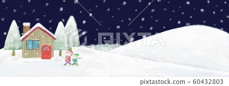 Snowy night header size - Stock Illustration [60432803] - PIXTA