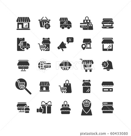 Online Shopping solid icon set. Vector and Online Shopping solid icon set. Vector and 60433080