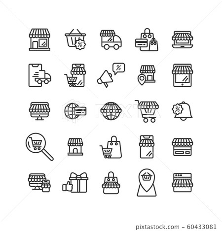 Online Shopping outline icon set. Vector and 60433081