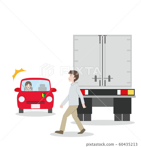 A driver who is surprised when people emerge from the shadow of the truck 60435213