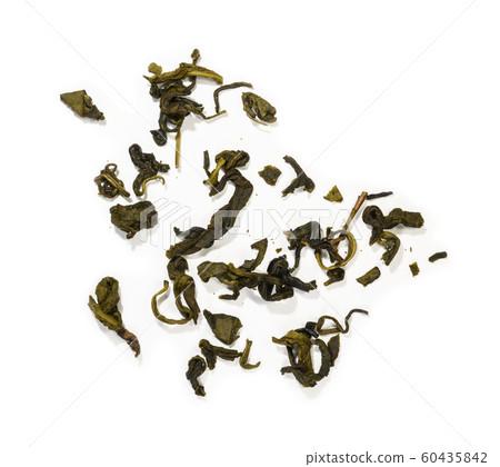 Green tea top view on white background Green tea top view on white background 60435842