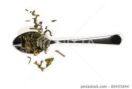 Green tea top view on white background Green tea top view on white background 60435844