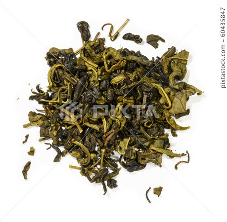 Green tea top view on white background Green tea top view on white background 60435847