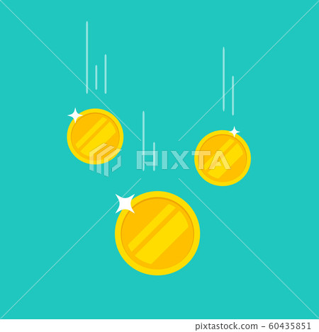 Coins money falling or dropping vector flat cartoon icon isolated on color background, tree golden coin flying, cashback income or savings Coins money falling or dropping vector flat cartoon icon isolated on color background, tree golden coin flying, cashback income or savings 60435851